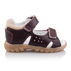 SAKIK Bebe Çocuk Genç Kız Erkek Unisex Günlük Hakiki Deri Sandalet 02-Bordo